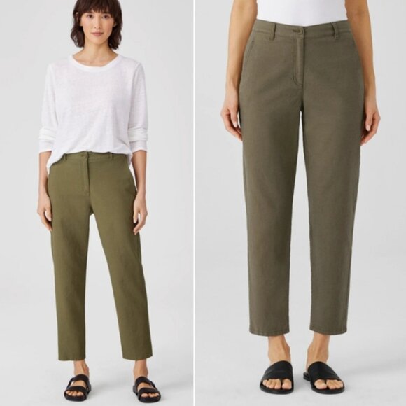 EILEEN FISHER Pants Organic Cotton/Hemp Tapered Ankle Length size 12 Stretch - Picture 3 of 13